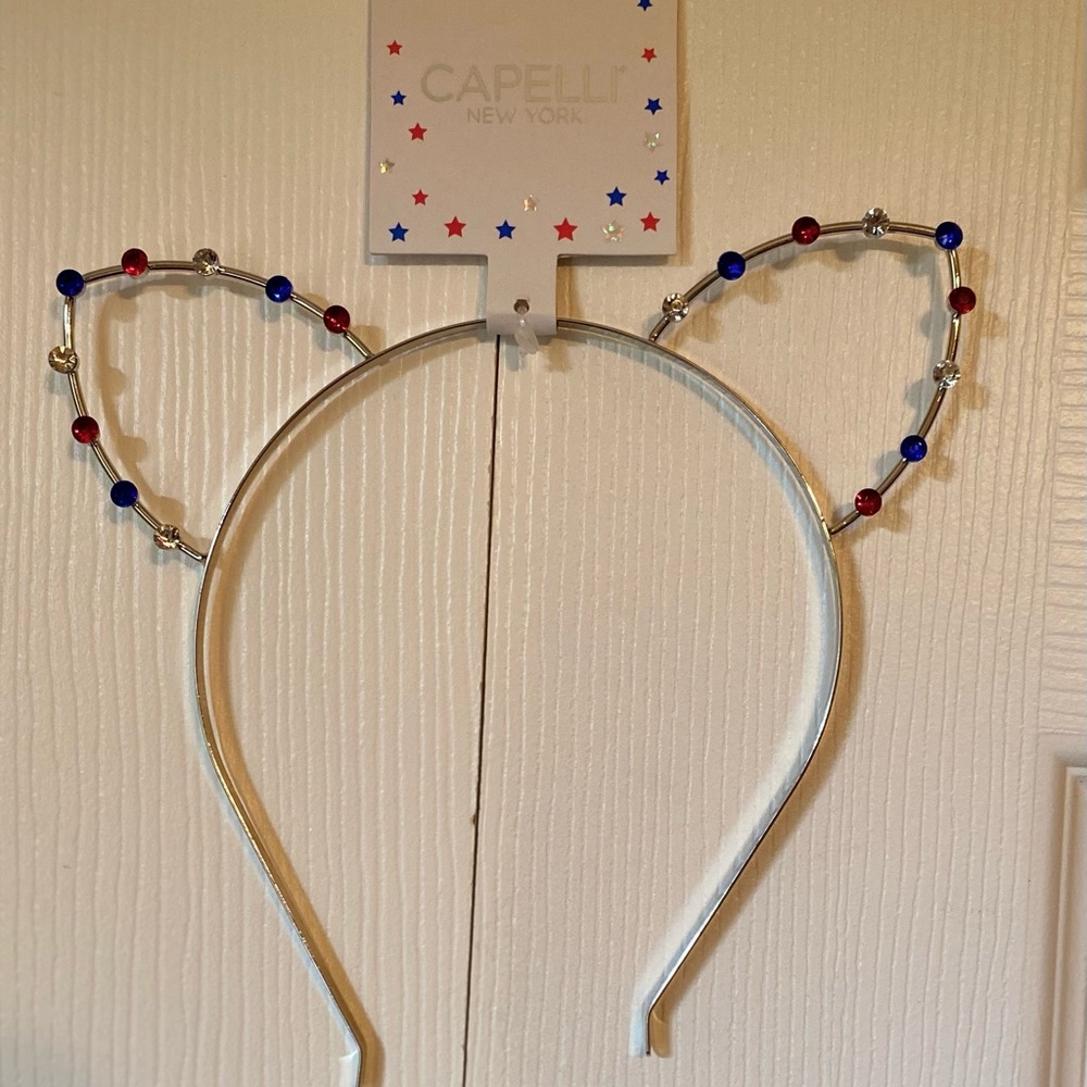 4th of July Patriotic Jeweled Cat Ears Headband - Picture 6 of 12